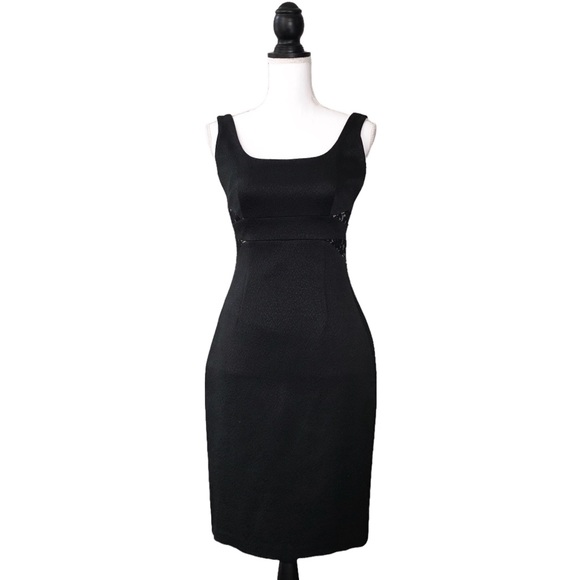 DAVID MEISTER BLACK BODYCON SLEEVELESS EVENING DRESS - Picture 9 of 16